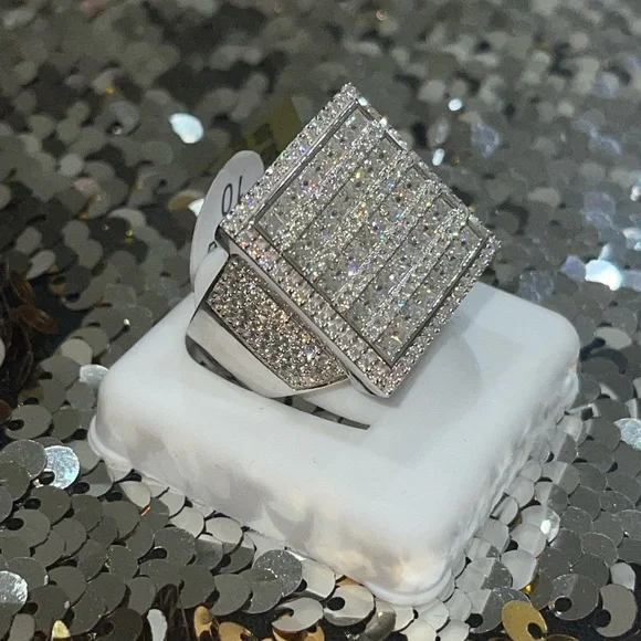 Iced Out Vvs Rings Men VVS Moissanite Iced Out Star Ring, Solid